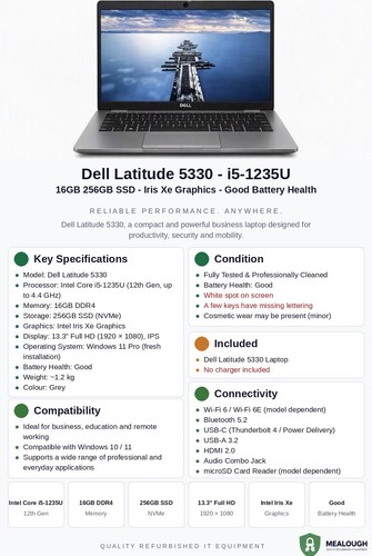 Dell latitude 5330 i5 1235u - 5330, i5-1235u